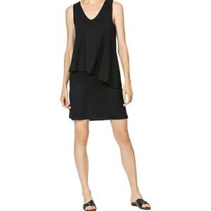 NWT Lilla P Black Double Layer V-Neck Sleeveless Dress Women's Medium